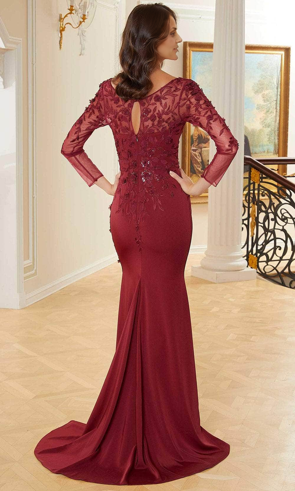 Prom Dresses Shops V-Neck Applique Lace Evening Gown Floor Length Long Sleeves Prom Gown Prom Clothing Formal Women's Dresse Dress
